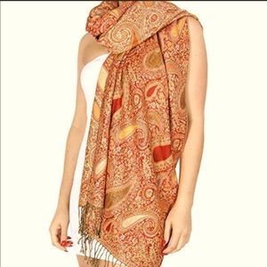 NWOT MAROON CREAM PASHMINA SHAWL